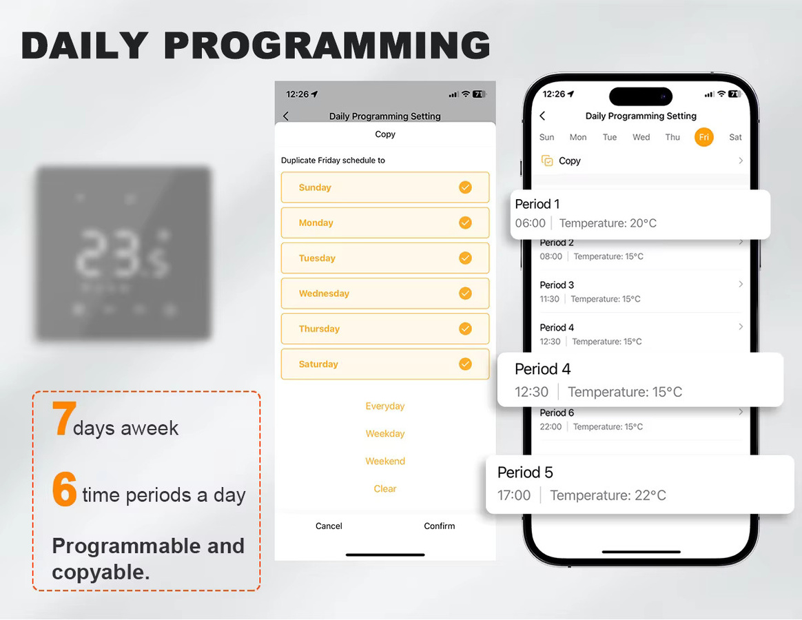 EZAIOT Smart WiFi Thermostat Zigbee Tuya für Wasser- und Gaskessel, Drahtloser Temperaturregler in Weiß, kompatibel mit Alexa und Google Home - Bild 4