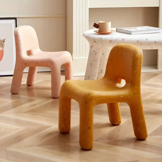 LIUSHADUOLA Kunststoffstuhl im skandinavischen Design mit Rückenlehne, matt, grün/mehrfarbig - Bild 1
