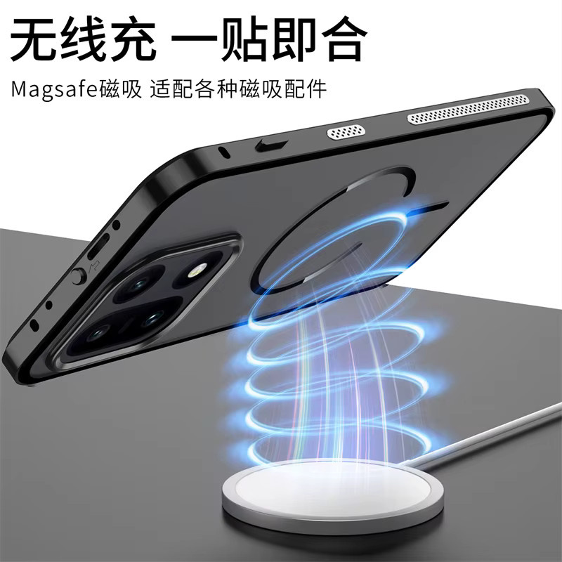 Magnetische MagSafe Schutzhülle für OnePlus 15 Ace und OnePlus 6 5 Pro aus Aluminiumlegierung und Acryl, Transparent/Titan - Bild 5