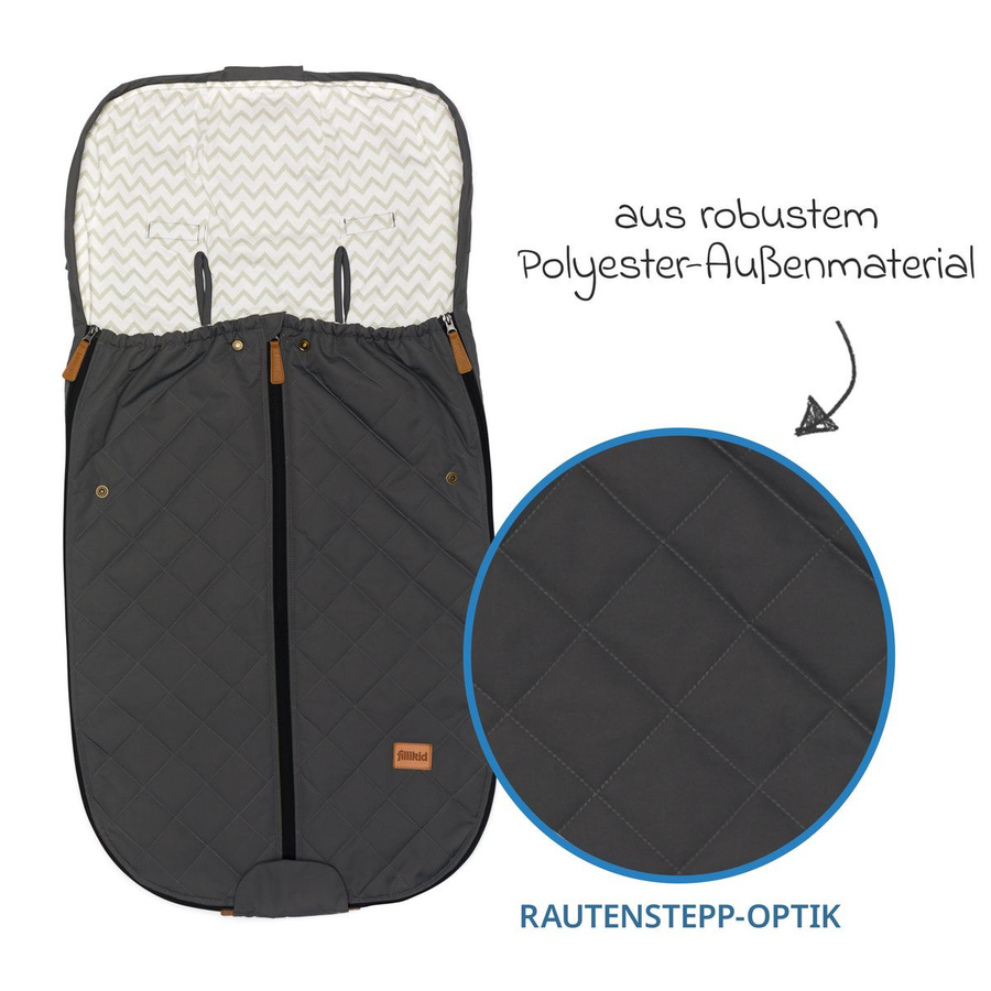 Fillikid Sommerfußsack Light Big für Kinderwagen, Buggy und Sportwagen, Grau - Bild 5
