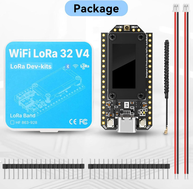 Heltec LoRa32 V4 ESP32-S3 Entwicklungsboard mit SX1262 LoRaWAN, 0,96 Zoll OLED, WiFi und BLE Mesh in Schwarz - Bild 1