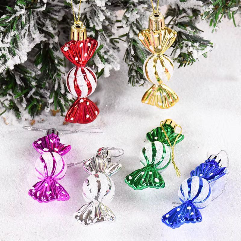 6er Set ZQNYCY Weihnachtsanhänger in Süßigkeiten-Form, Dekorative Ornamente für den Weihnachtsbaum in Rot, Gold und Silber - Bild 4