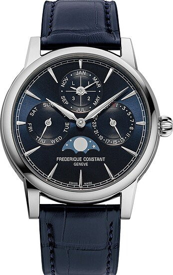 Frederique Constant Armbanduhr Automatik, Edelstahl, Blau, Leder, 40 mm, Herren - Bild 1