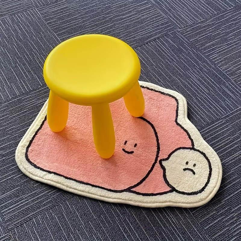VIKAMA Cartoon Badezimmerteppich in Weiß und Pink, rutschfester und saugfähiger Fußteppich mit Tier-Motiv, B/T: 80 x 60 cm - Bild 2