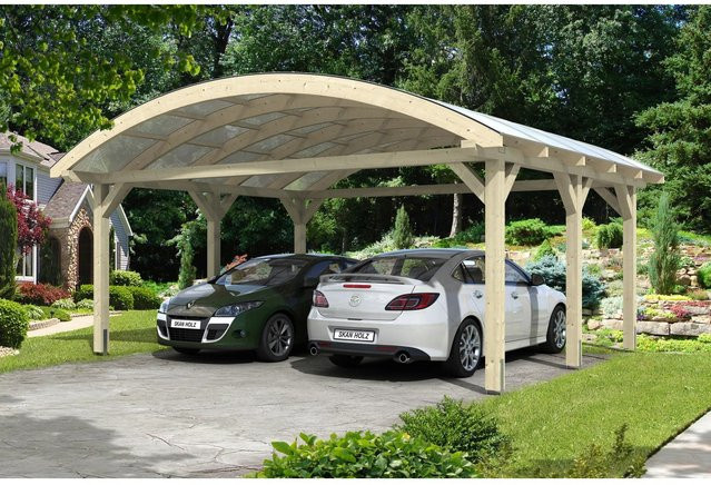 SKANHOLZ Carport Franken Bogendach aus Fichte in Beige mit Polycarbonat-Dach, B/T: 635 x 541 cm, Höhe: 325 cm - Bild 3