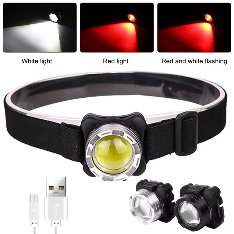 Heinast USB wiederaufladbarer COB LED Scheinwerfer mit 1200mAh Akku, wasserdichte Taschenlampe in Schwarz für Camping und Angeln - Bild 2