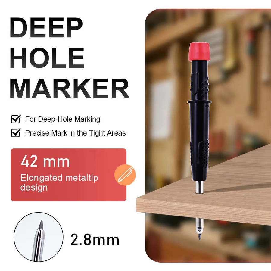 JOMPENS Holzbearbeitungsbleistift-Set in Schwarz mit 2,0 mm Mine und integriertem Spitzer für Profis - Bild 4