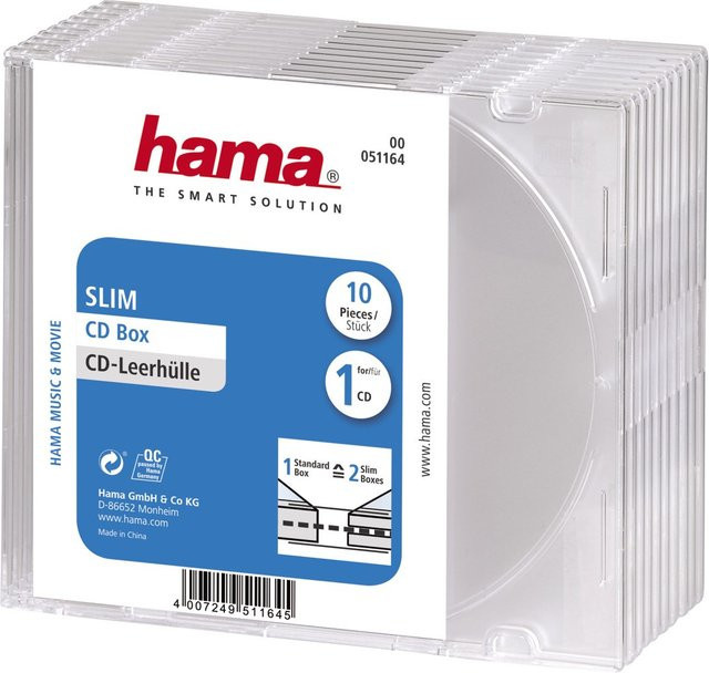 Hama CD/DVD Slim Leerhülle, 10er-Pack, Transparent - Bild 1