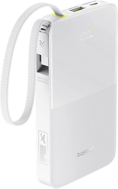 Baseus EnerFill Bipow2 Pro Externer Akku, 10000mAh, 22.5W, QC + PD, 1 x USB-A und 2 x USB-C, Weiß - Bild 1