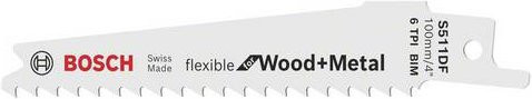 Bosch Säbelsägeblatt S 511 DF Bimetal für Holz und Metall, 2er-Pack, Länge: 100 mm - Bild 1