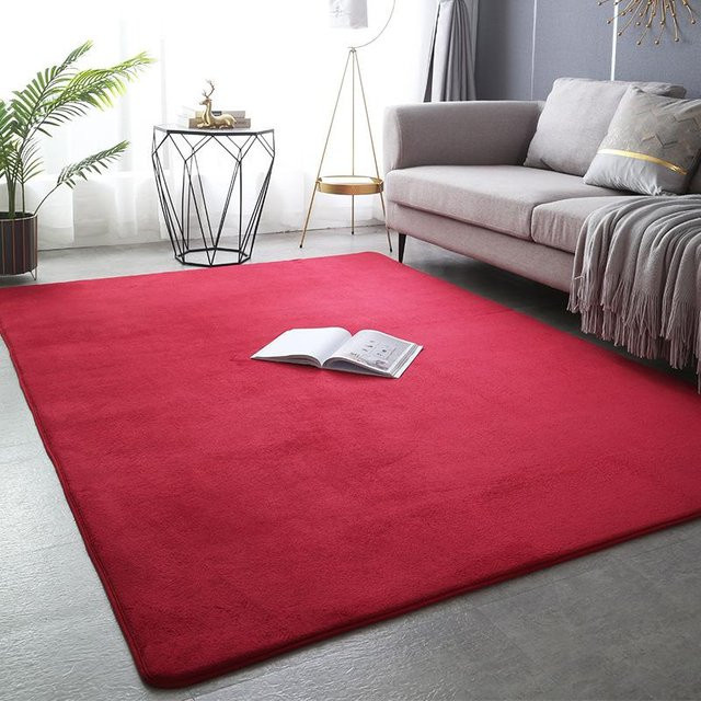 Lucky Black Cat Korallenvlies-Teppich Modern Rutschfest Weich aus Polyester in Rot, B x T: 200 x 200 cm - Bild 1