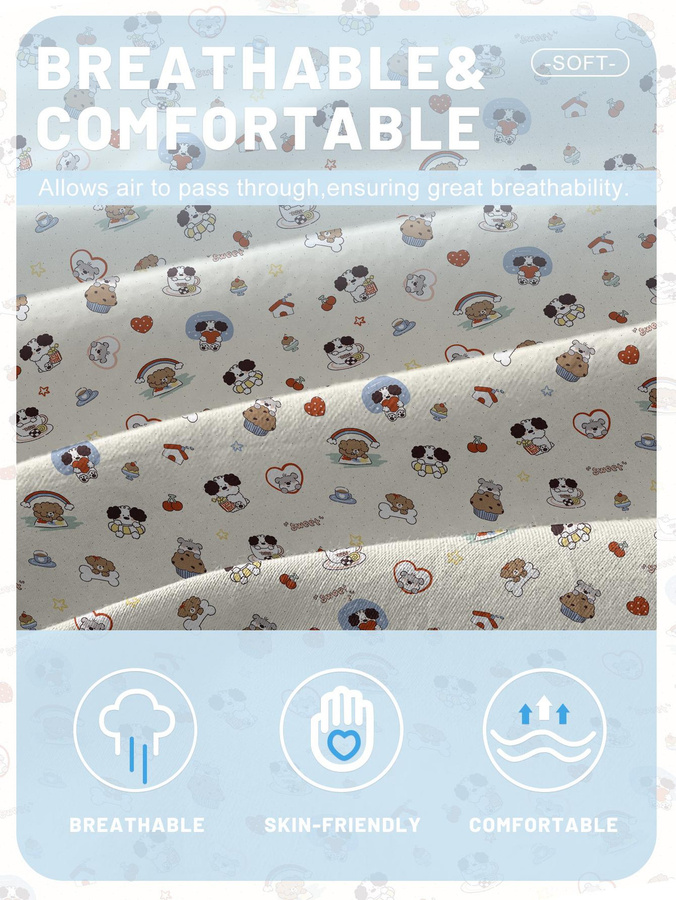 Spannbettlaken mit süßem Hundemotiv von Your Warm Home, weiches Polyester-Bettwäsche-Set in Multicolour, B/T: 90 x 200 cm - Bild 2