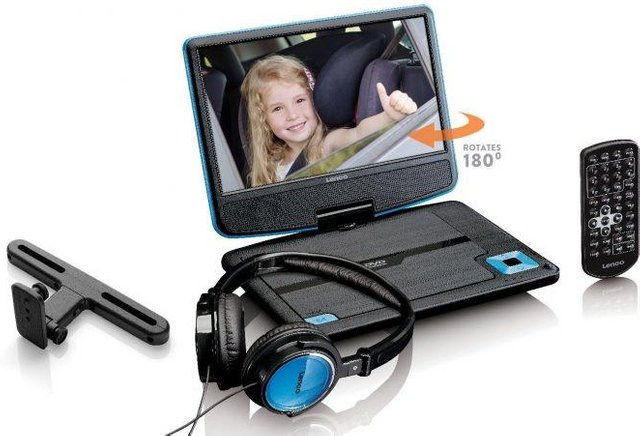 Lenco DVP-910BU Tragbarer DVD-Player mit 9 Zoll LCD-Display, integriertem Akku und USB-Anschluss in Blau/Schwarz - Bild 2