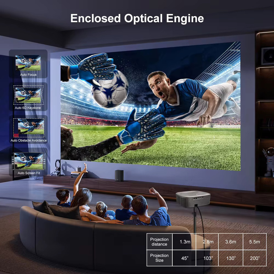 Everycom HQ11W Outdoor-Filmprojektor mit 3600 ANSI, 4K HDR10, WiFi6, Autofokus und Android 15 für Garten und Camping - Bild 5