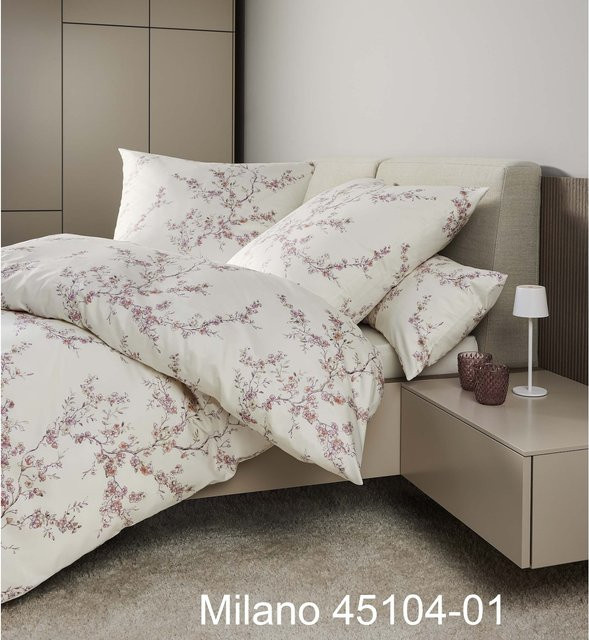 Janine Bettwäsche Milano aus Baumwolle gestreift in Weiß - Bild 1