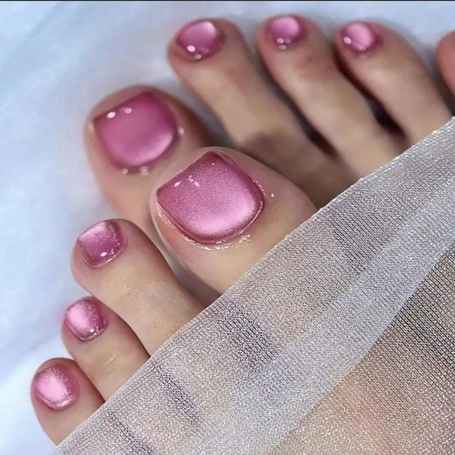 HotPress Künstliche Zehennägel, Katzenaugen-Effekt, Rot/Rosa/Lila/Rosarot, Glänzend - Bild 4