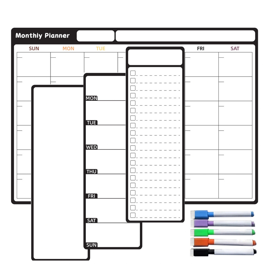 Magnetischer Monatskalender für den Kühlschrank mit 6 extra feinen Markern, 2er-Set, Farbe: Weiß - Bild 4