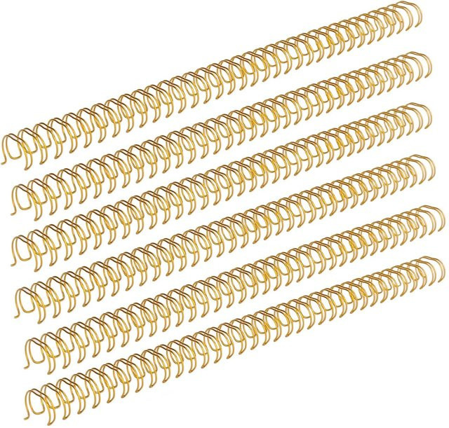 100 Stück Spiralbindespiralen von aimo in Gold, 34 Schlaufen mit 3:1 Teilung für A4 Papier, Rücken für 120 Blatt aus Metall - Bild 1