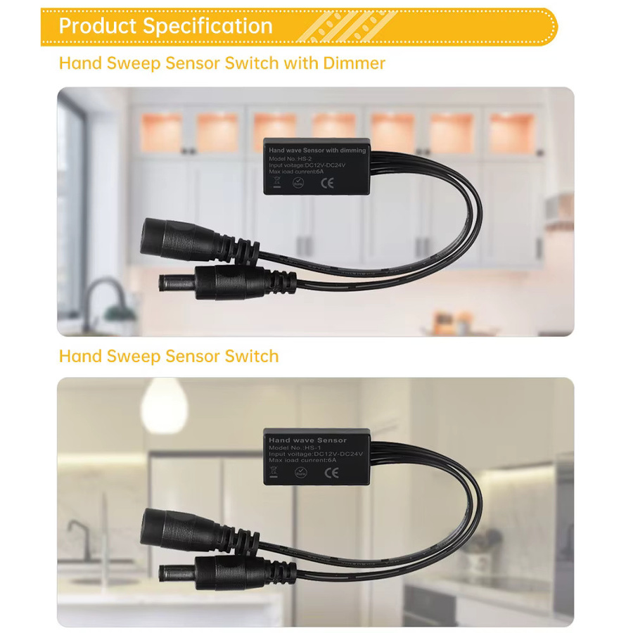 diymore LED-Sensor-Schalter 6A 1CH für Türsteuerung und Schrankbeleuchtung, 12V 24V DC, Anschluss 5,5x2,1mm, Farbe: Schwarz - Bild 2