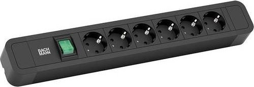 Bachmann Steckdosenleiste Primo 2 Schwarz mit 6x CEE7/3, CEE7/7 und USB-A sowie USB-C, 2,0 m - Bild 1