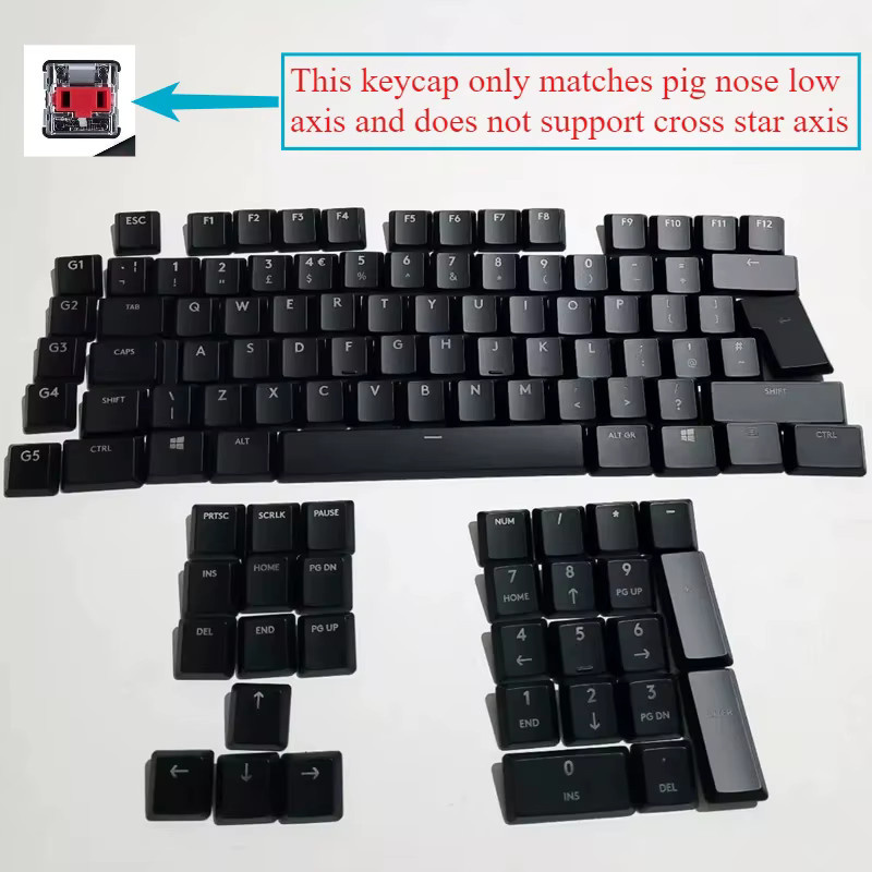 Transparente ABS-Tastenkappen für Logitech G913 G815 G915 und TKL RGB mechanische Tastaturen in Schwarz mit US-, UK- und DE-ISO-Layout - Bild 2