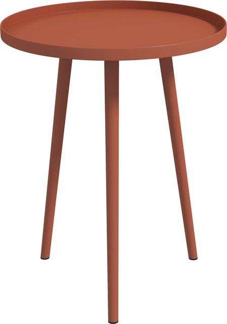 Outsunny Beistelltisch für Garten und Balkon aus Stahl in Rot, runder Gartentisch mit erhöhtem Rand, Durchmesser: 40 cm, Höhe: 50 cm - Bild 1