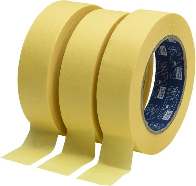 LUX-TOOLS Flachkrepp Masking Tape 3er-Set in Gelb - Bild 1