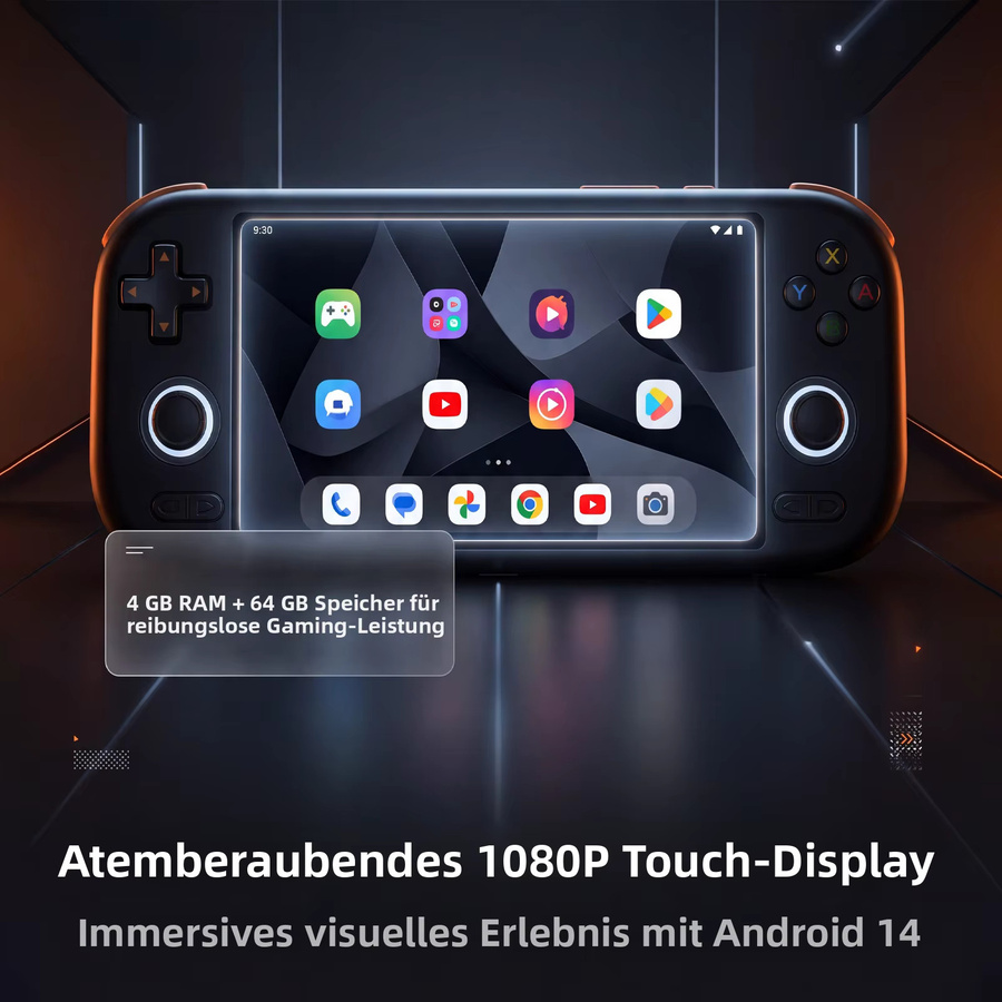 MangMi Air X Handheld Spielkonsole mit 5,5 Zoll FHD-IPS-Touchscreen, Android 14, 4GB RAM, 64GB Speicher, 5000 mAh Akku und Hall-Effekt-Joystick in Schwarz - Bild 2