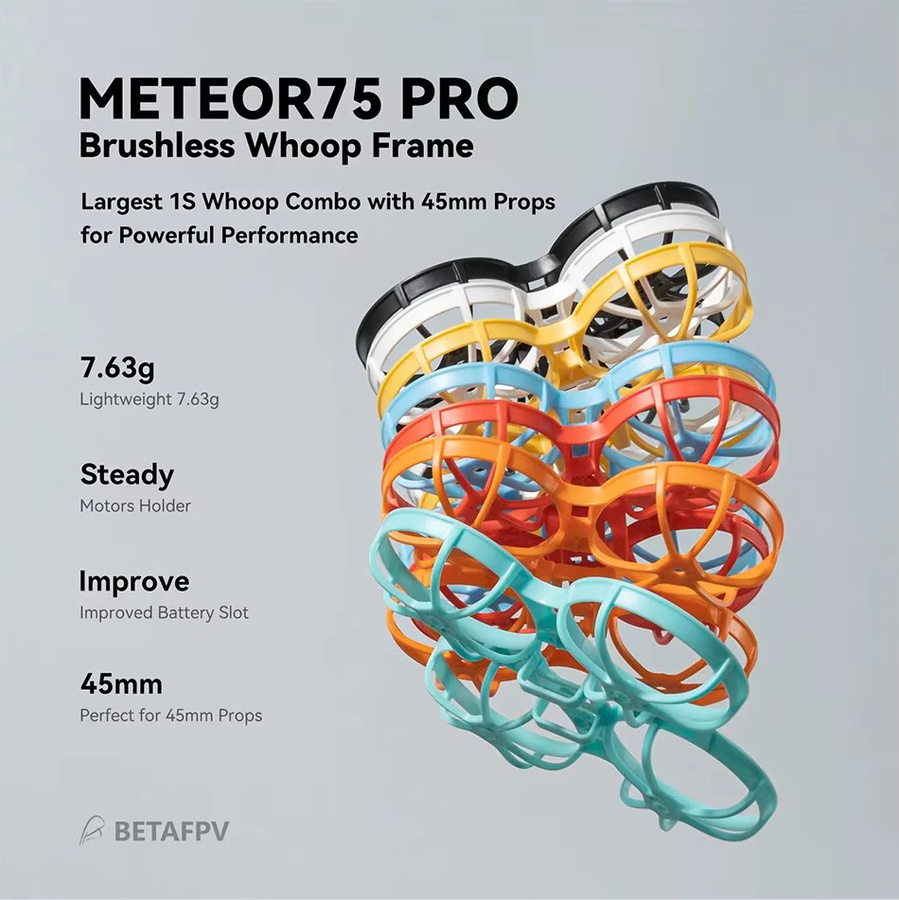 BETAFPV Meteor75 Pro FPV Drohnenrahmen, 1S Micro Brushless Whoop, Orange, Kunststoff - Bild 2