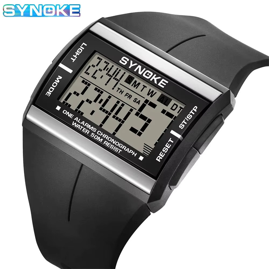 SYNOKE Digitaluhr, Schwarz, Kunststoff, Herren - Bild 4