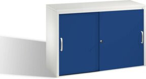 C+P Sideboard Acurado mit Schiebetüren, Front Enzianblau, Korpus Lichtgrau, H: 72 cm, B: 100 cm, T: 40 cm - Bild 1