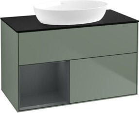 V&B Waschtischunterschrank Finion 100 in Blau matt lackiert mit Regal, B/T/H: 100 x 50,1 x 50,1 cm - Bild 1