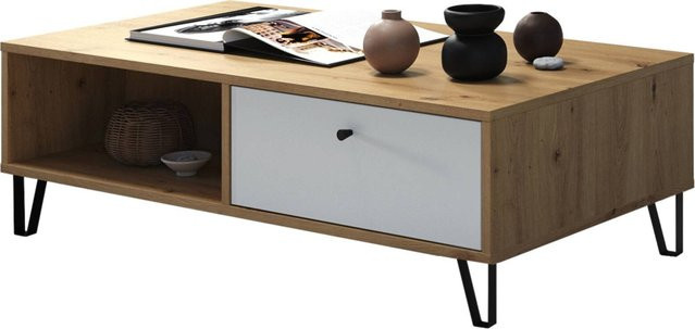 Trendteam TV-Lowboard Touch Eiche Artisan Nachbildung Weiß Matt B/H/T: 110 x 37 x 60 cm - Bild 1