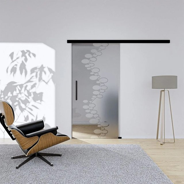 Hansa Glasschiebetür Vina 2 Komplettset in Schwarz mit Griffstange, B: 102,5 cm, H: 205 cm - Bild 1