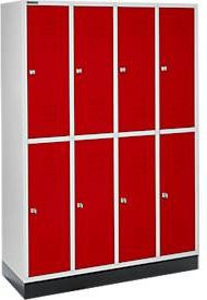 Schäfer Shop Select Kleiderspind mit 4 x 2 Abteilen, Sockel und Zylinderschloss, Farbe Rubinrot - Bild 1