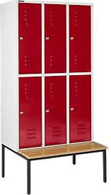 Schäfer Shop Select Kleiderspind mit Sitzbank, 3x2 Abteile, Zylinderschloss, Farbe: Rubinrot, Breite: 40 cm - Bild 1