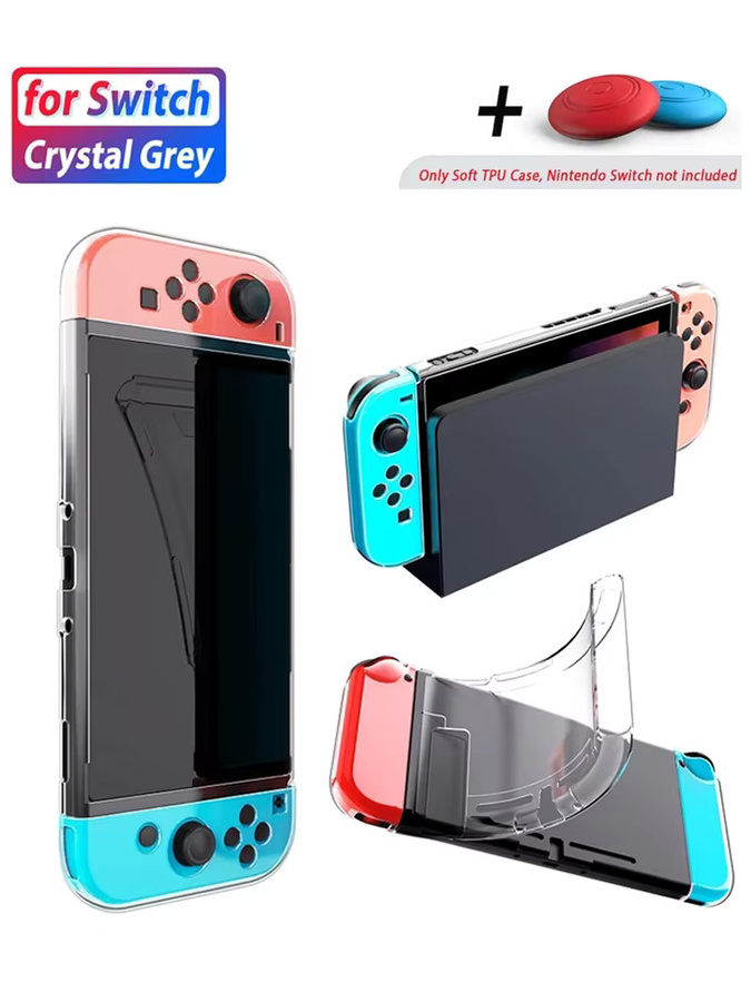 TECTINTER 3-in-1 transparente TPU-Schutzhülle für Nintendo Switch mit Joystick-Abdeckung und Rahmenschutz - Bild 5