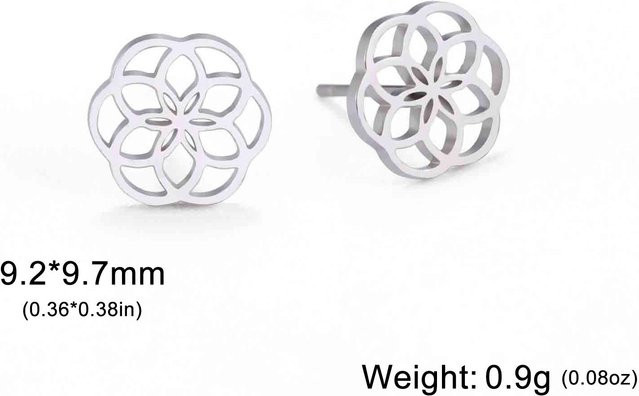 YULIN Ohrstecker Damen, Edelstahl, Gold, Blume des Lebens - Bild 1