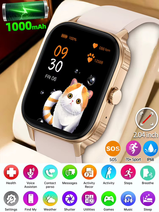 LIGE Smartwatch, Schwarz, Silikon, Unisex, Bluetooth, Wasserdicht - Bild 7