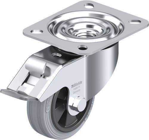 Blickle Lenkrolle 527036 LE-VPP 80G-FI-SG mit Feststeller, Rad-Durchmesser: 80 mm, Tragfähigkeit: 50 kg, Farbe: Silber - Bild 1
