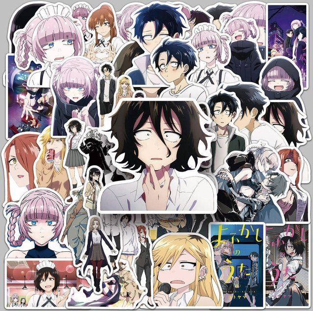 50 Stück Japanische Anime Yofukashi No Uta Graffiti Aufkleber wasserdicht in Multicolour für Koffer, Laptop und Scrapbook - Bild 1