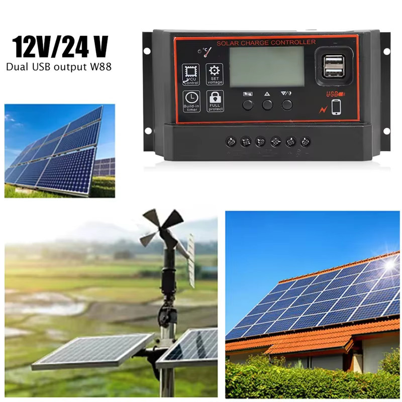 Luxuglow Solar Laderegler für 12V/24V mit Dual USB Anschluss in Schwarz - Bild 2