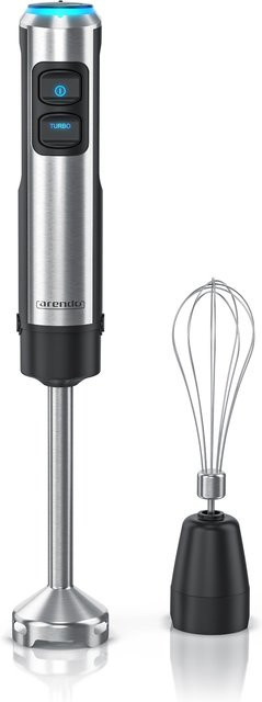 Arendo Edelstahl Stabmixer in Silber mit Schneebesenaufsatz und abnehmbarem Mixfuß - Bild 1