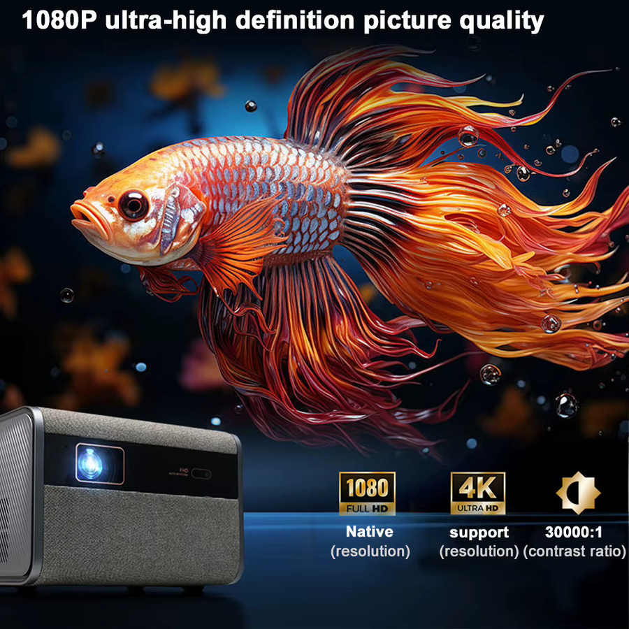 DITONG J10 LED-Projektor in Grau mit Native 1080P Auflösung, 4K HD Unterstützung und Autofokus für dein Smart Home Theater - Bild 4
