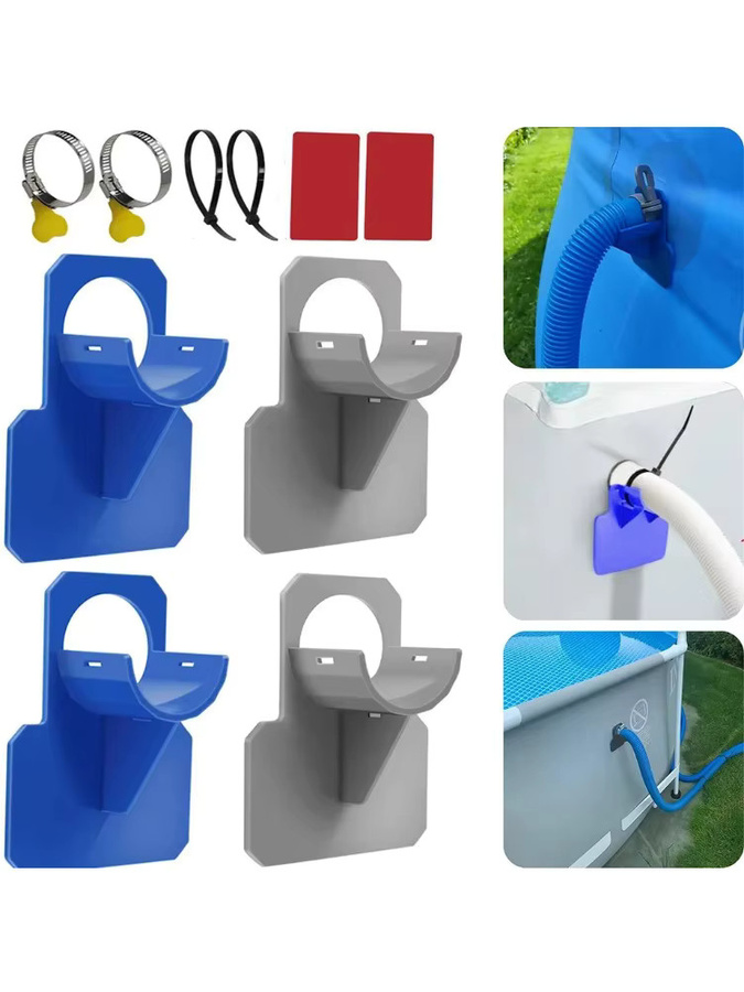 2 Stück Intex Schwimmbad-Rohrhalterungen für Aufstellpools mit Kabelbinder-Klemme, Farbe: Grau/Blau, Durchmesser: 30-38 mm - Bild 6