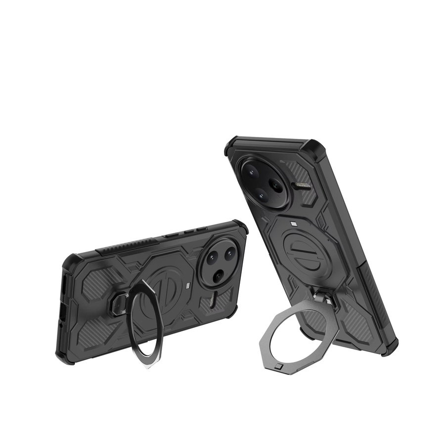 Magnetische MagSafe Schutzhülle für Xiaomi Poco F7 Pro Ultra in Schwarz mit Ringhalter und Kamera-Schutz aus Carbon-Material - Bild 3
