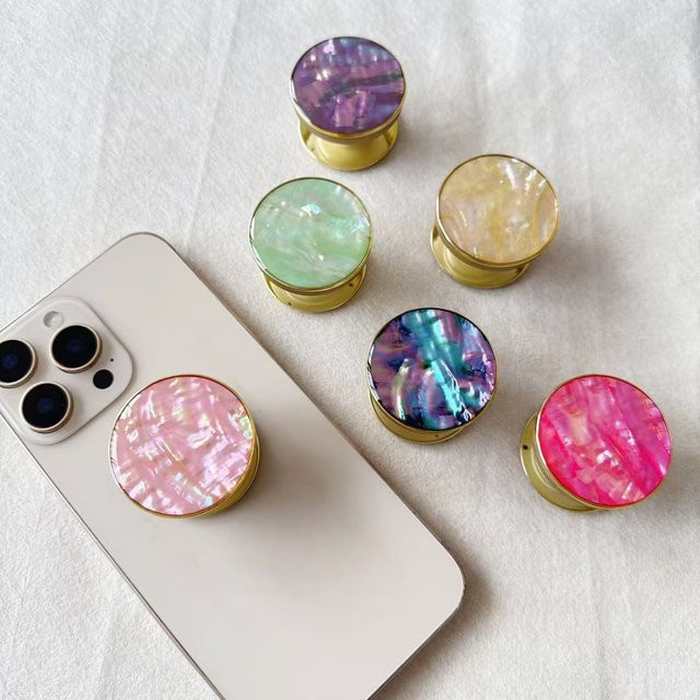 MRGLZY Smartphone Halter mit Goldrand und Perlmutt-Tropfen in Gold, Lila und Multicolour - Bild 1