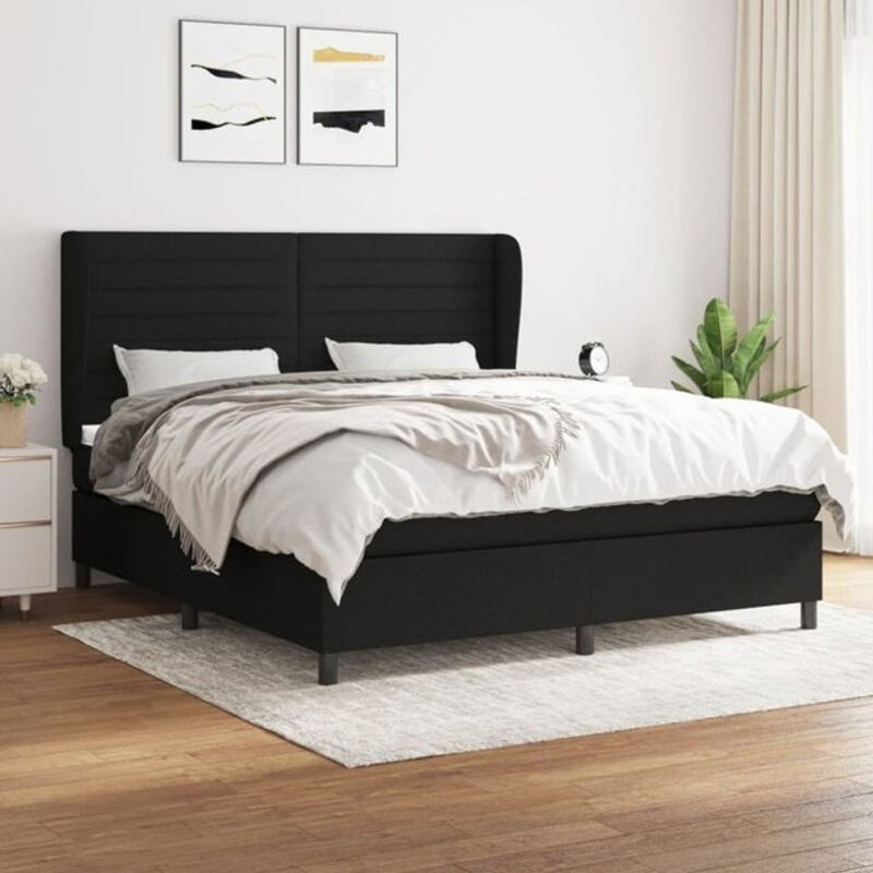 Vidaxl Boxspringbett mit Matratze in Schwarz aus Stoff und Massivholz B/T/H: 180 x 200 x 118 cm - Bild 1