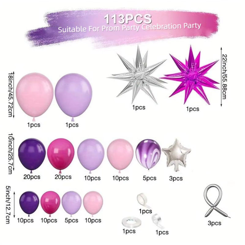 113 Stück Explosive Stern Ballon Girlande Bogen Set in Mehrfarbig für Hochzeit, Geburtstag und Jubiläum zur Innen- und Außen Dekoration - Bild 3