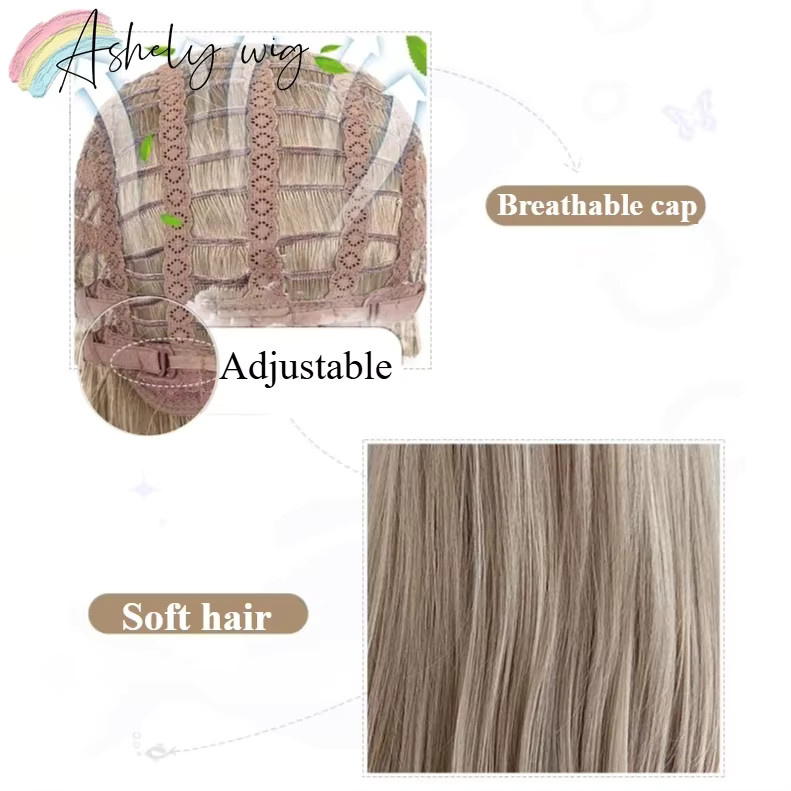 Ashely wigs Blonde Perücke mit Pony, 55,9 cm, mittellanges glattes Haar, Damen - Bild 2